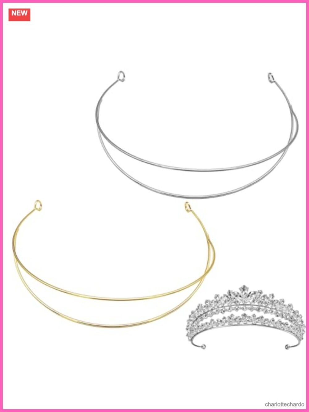 Double Headband Base Metal Wire DIY Craft Headpiece for Women 2Pcs